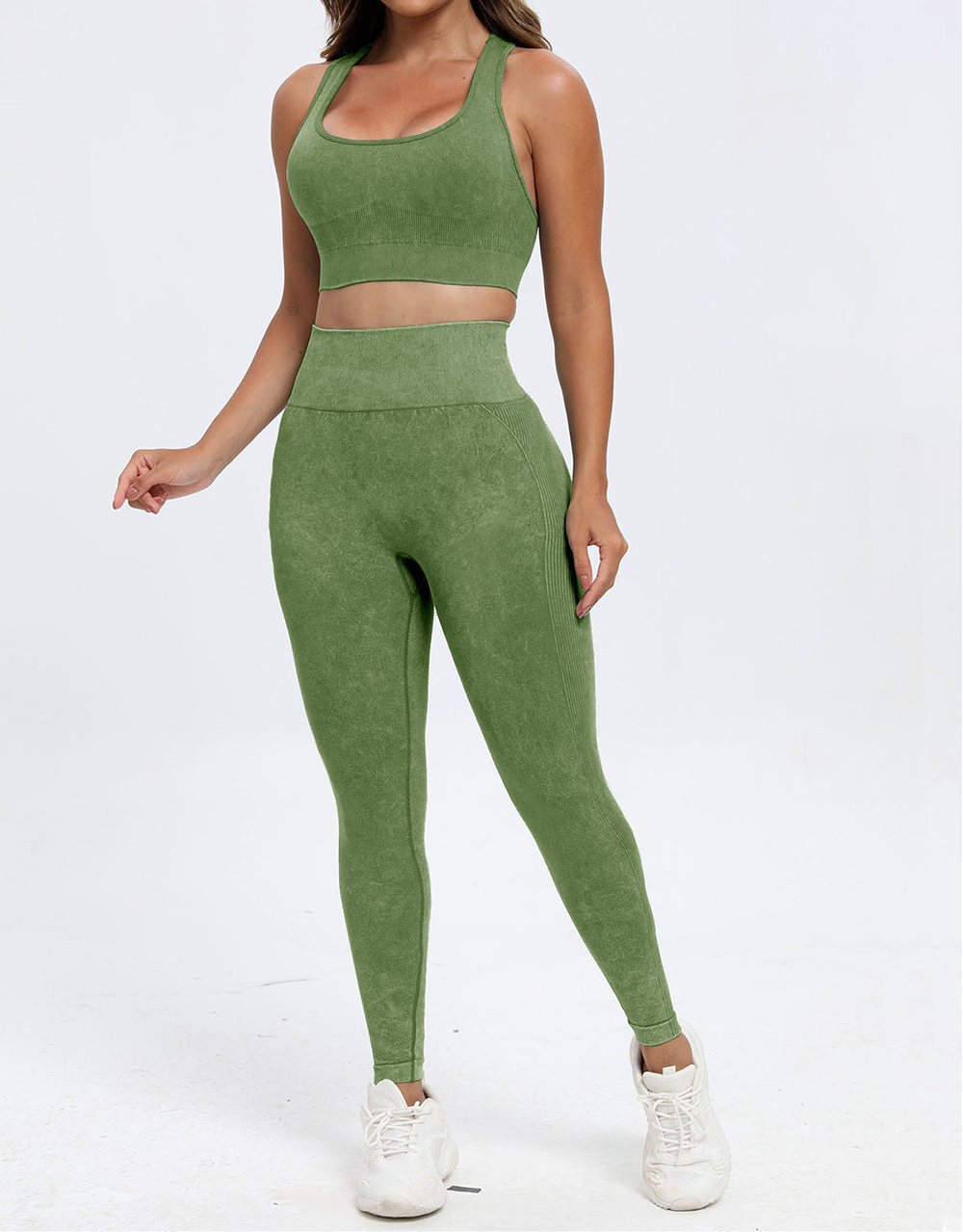 Tami 3 Piece - Washed Racerback Tank, Shorts and Legging Set (multiple color options)