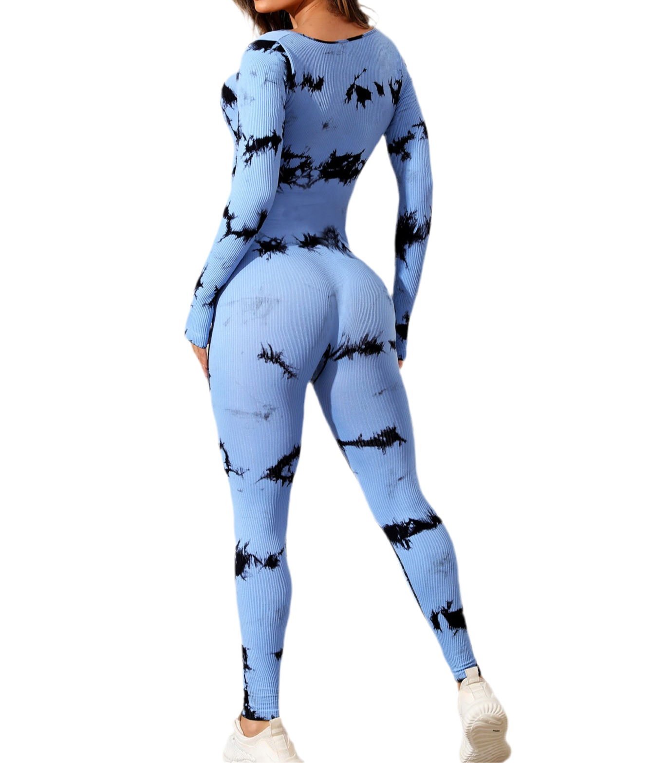 Brandie Tie Dye Scoop Neck Long Sleeve Active Jumpsuit (multiple color options)