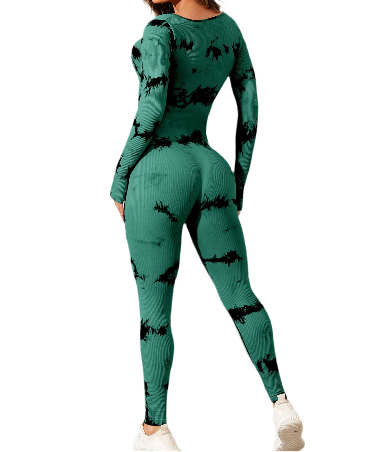 Brandie Tie Dye Scoop Neck Long Sleeve Active Jumpsuit (multiple color options)