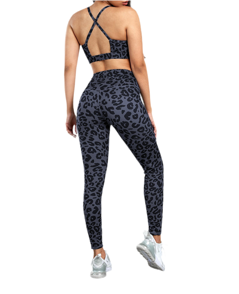 Elisa Leopard Print Sports Bra and Legging Set