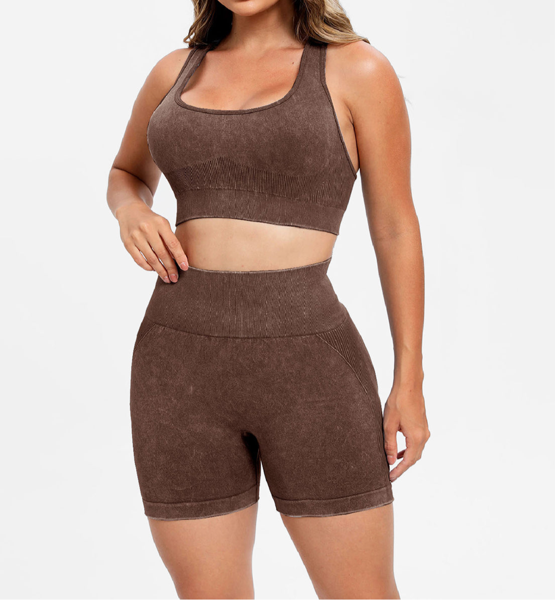 Amenia Scoop Neck Racerback Active Short Set (multiple color options)