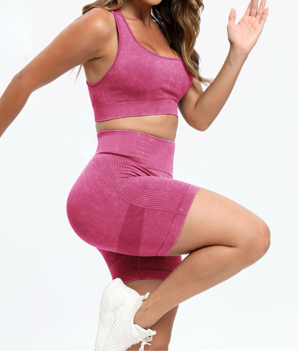 Tami 3 Piece - Washed Racerback Tank, Shorts and Legging Set (multiple color options)