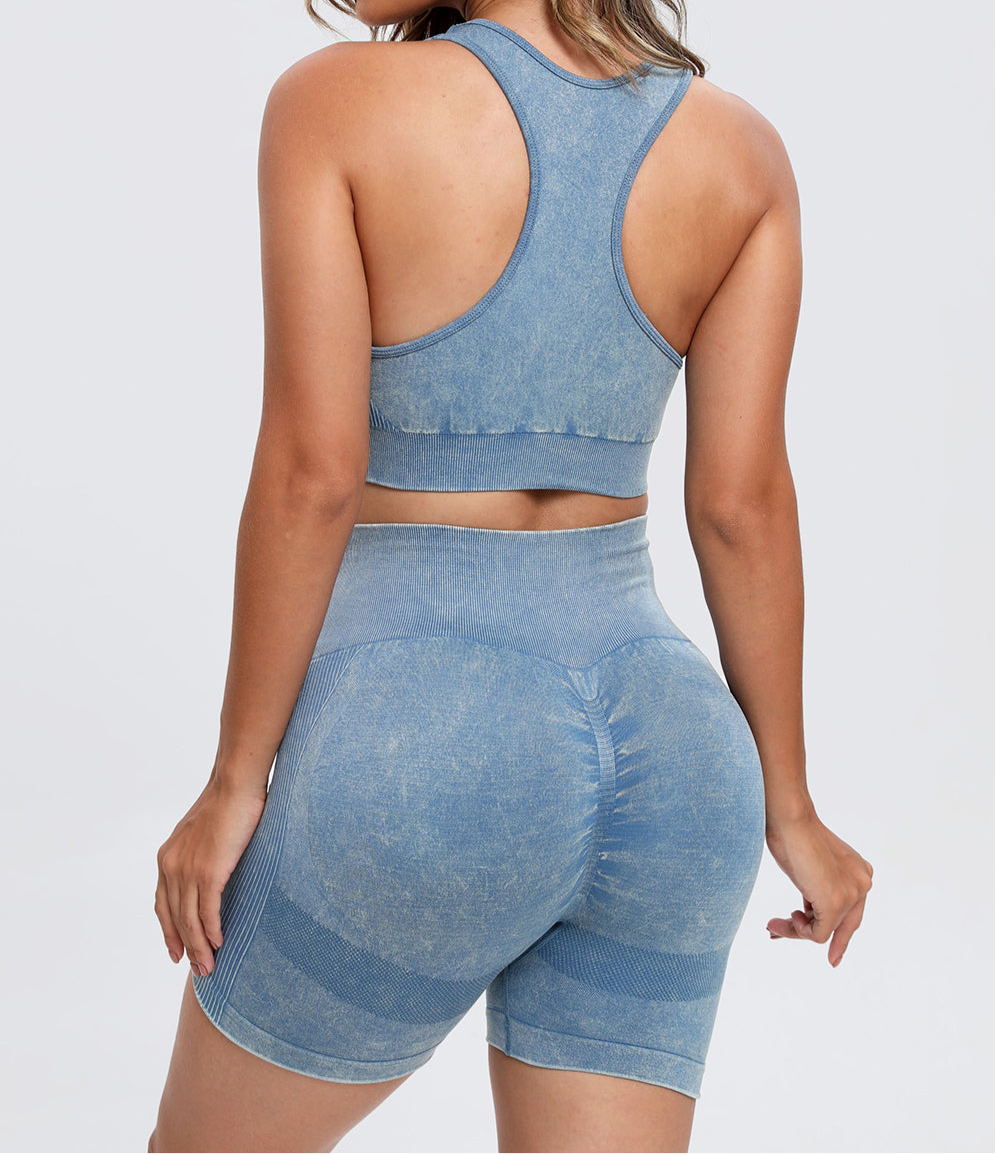 Tami 3 Piece - Washed Racerback Tank, Shorts and Legging Set (multiple color options)