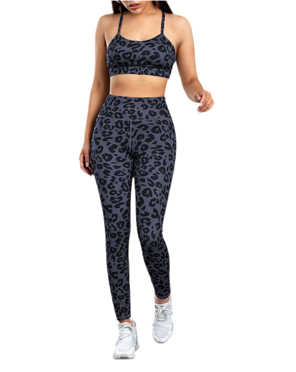 Elisa Leopard Print Sports Bra and Legging Set