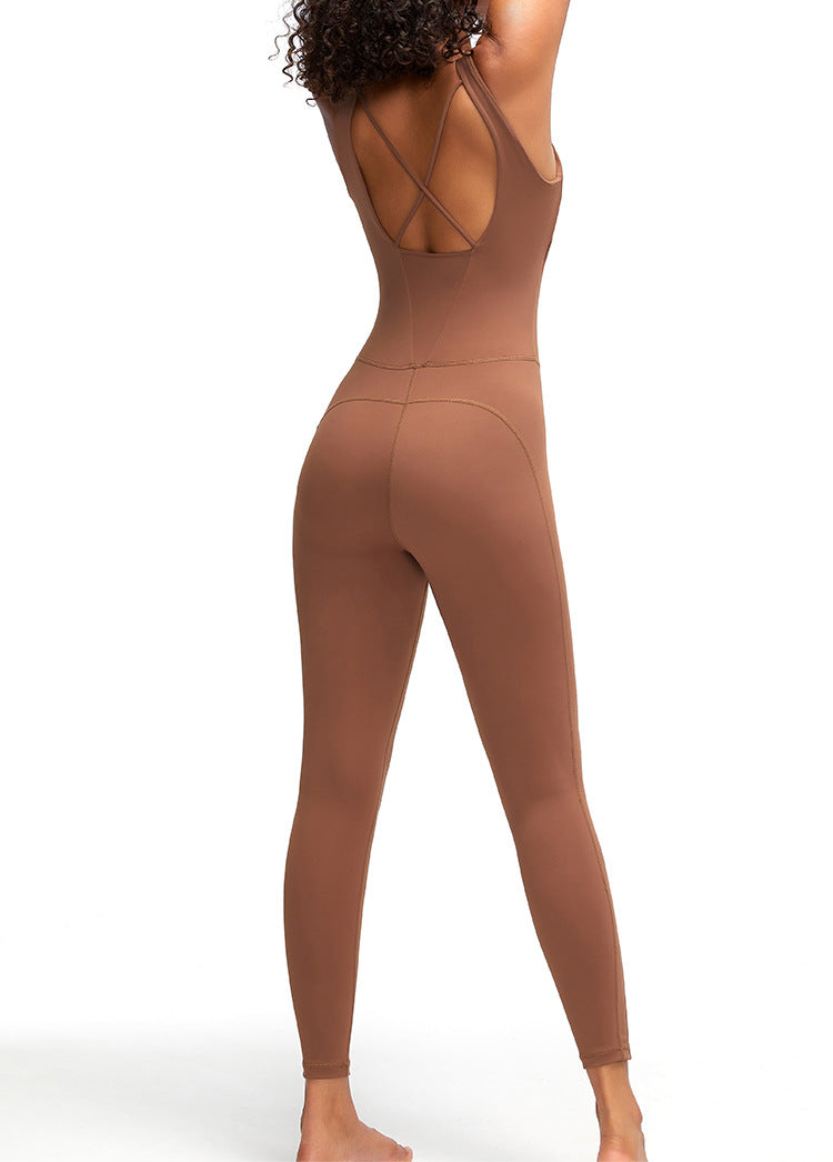 Carlie Crisscross Back Wide Strap Active Jumpsuit (color options)
