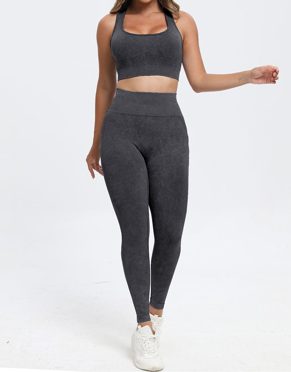 Tami 3 Piece - Washed Racerback Tank, Shorts and Legging Set (multiple color options)