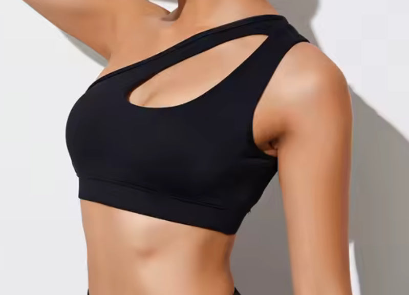 Dora Cutout One Shoulder Double Strap Sports Bra
