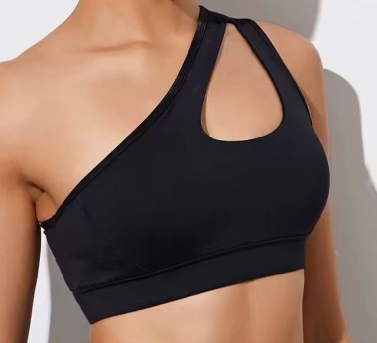 Dora Cutout One Shoulder Double Strap Sports Bra
