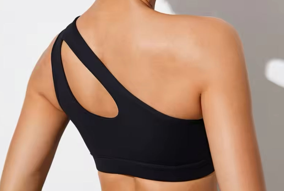 Dora Cutout One Shoulder Double Strap Sports Bra