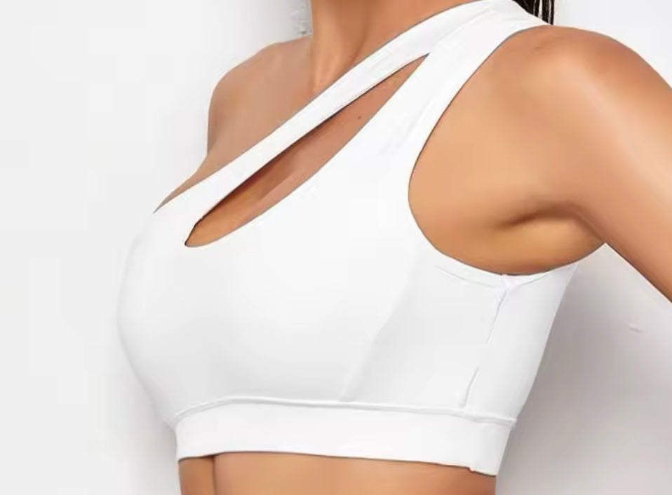 Dora Cutout One Shoulder Double Strap Sports Bra