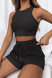 Micki Round Neck Top and Drawstring Short Set