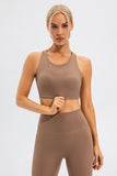 Amani Round Neck Cutout Back  Cropped Active Tank (color options)