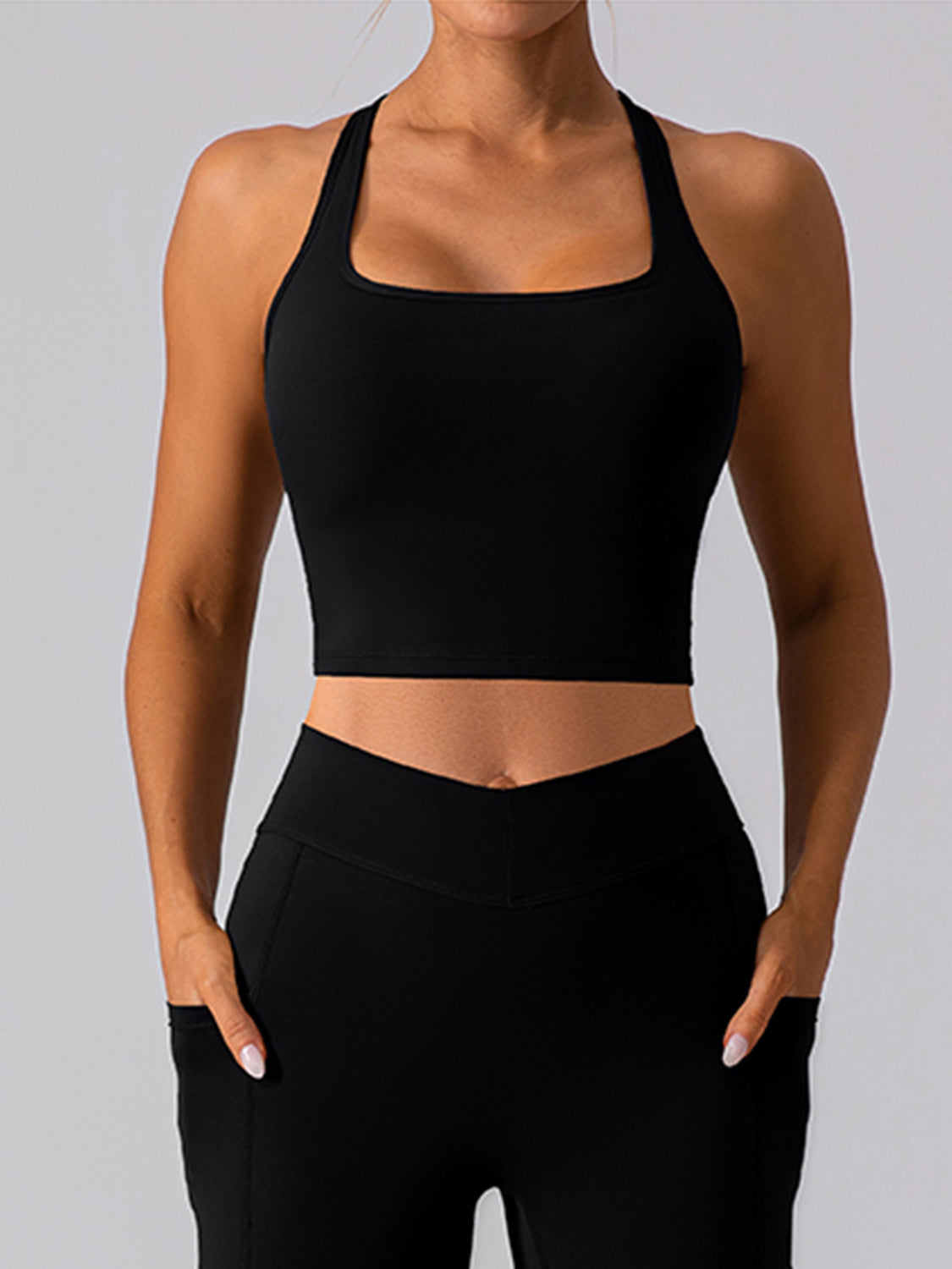 Stormi Square Neck Racerback Cropped Tank (multiple color options)