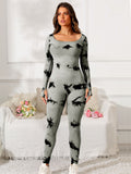 Brandie Tie Dye Scoop Neck Long Sleeve Active Jumpsuit (multiple color options)