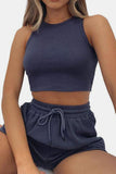 Micki Round Neck Top and Drawstring Short Set