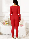 Makaya Scoop Neck Long Sleeve Active Jumpsuit