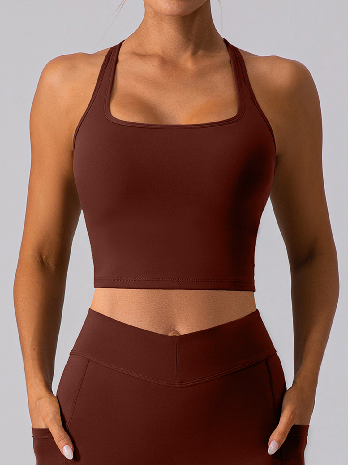 Stormi Square Neck Racerback Cropped Tank (multiple color options)