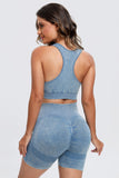 Tami 3 Piece - Washed Racerback Tank, Shorts and Legging Set (multiple color options)