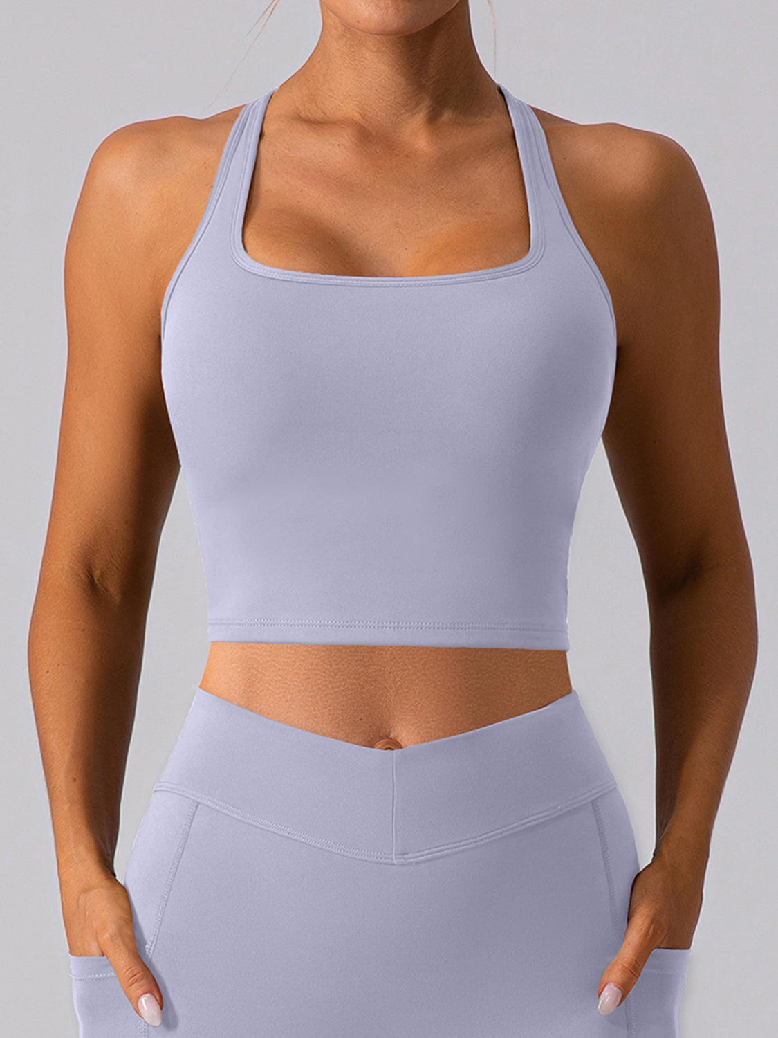 Stormi Square Neck Racerback Cropped Tank (multiple color options)