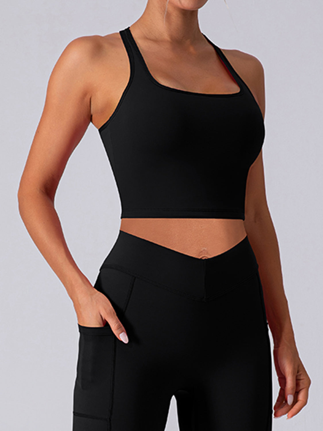 Stormi Square Neck Racerback Cropped Tank (multiple color options)