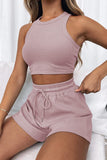 Micki Round Neck Top and Drawstring Short Set