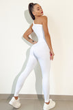 Aurora Asymmetrical Neck, Wide Strap Active Jumpsuit (multiple color options)