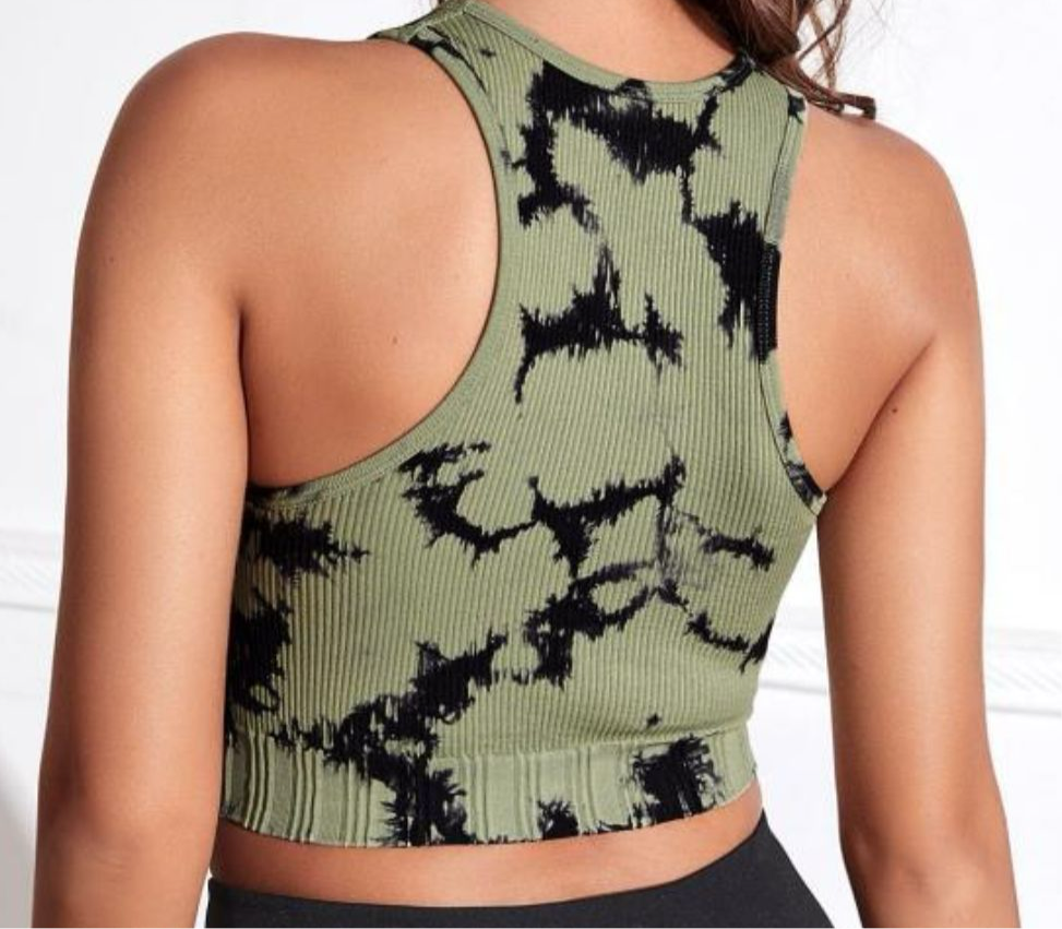 Alexus Tie-dye Cropped Round Neck Tank Top