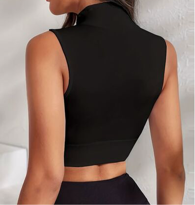 Carmen Zip Up Mock Neck Cropped Top