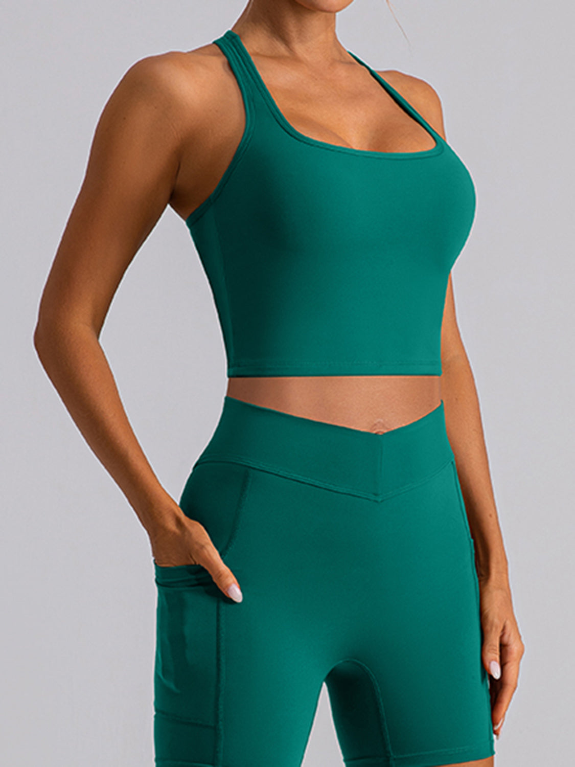 Stormi Square Neck Racerback Cropped Tank (multiple color options)