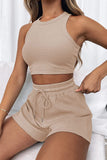 Micki Round Neck Top and Drawstring Short Set