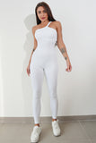 Aurora Asymmetrical Neck, Wide Strap Active Jumpsuit (multiple color options)