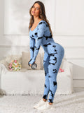 Brandie Tie Dye Scoop Neck Long Sleeve Active Jumpsuit (multiple color options)