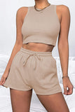 Micki Round Neck Top and Drawstring Short Set