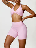 Norma Twisted Halter Neck Bra and Shorts Active Set (multiple color options)