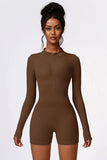 Zendaya Half Zip Long Sleeve Spandex Romper (multiple color options)