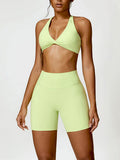 Norma Twisted Halter Neck Bra and Shorts Active Set (multiple color options)