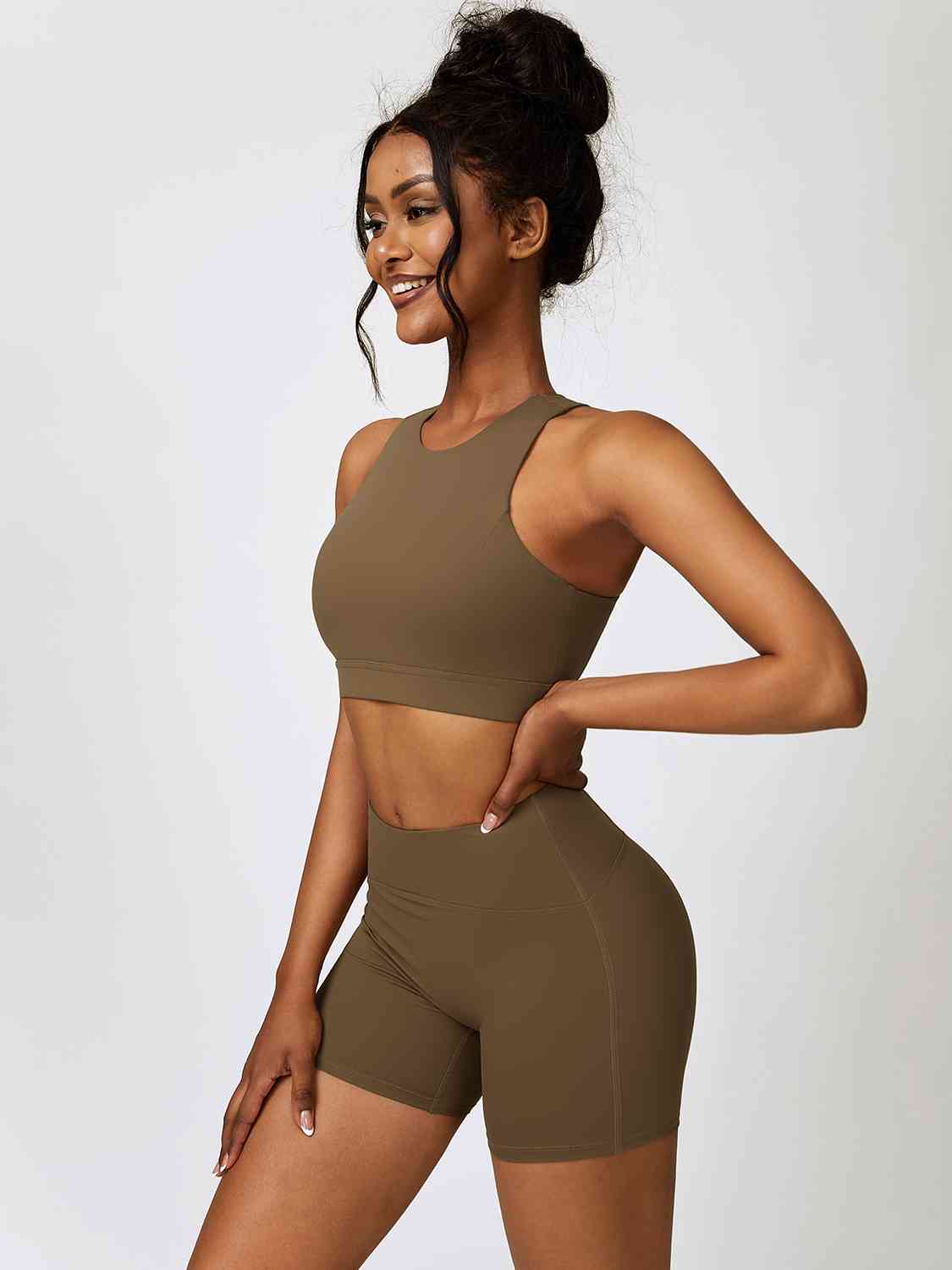 Amara Cutout Cropped Sport Tank and Shorts Set (multiple color options)