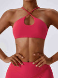 Ivy Crisscross Back Cropped Halter Neck Sports Bra (multiple color options)