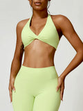 Yvonia Twisted Halter Neck Sports Bra ( multiple color options)