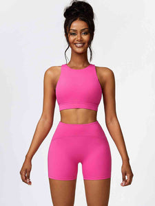 Amara Cutout Cropped Sport Tank and Shorts Set (multiple color options)