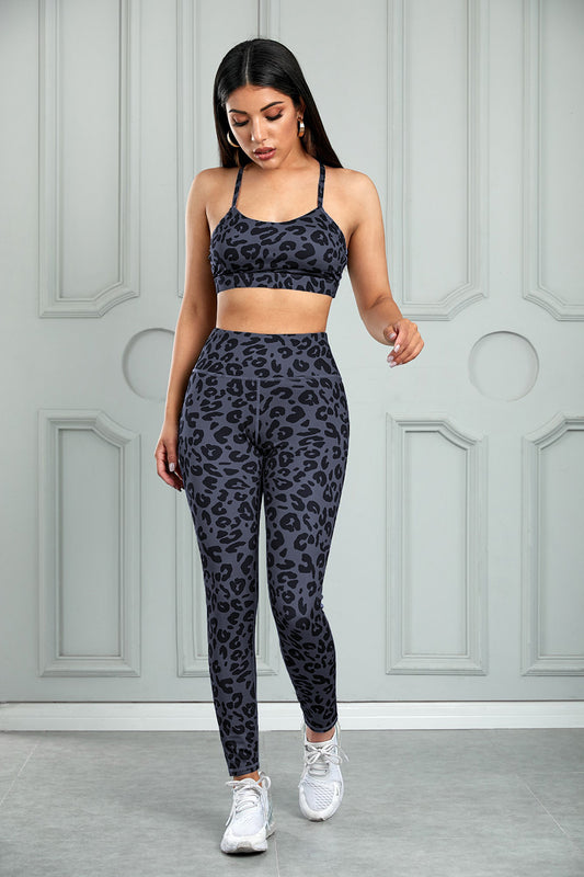 Elisa Leopard Print Sports Bra and Legging Set