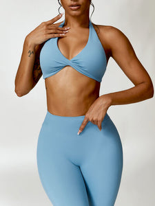 Yvonia Twisted Halter Neck Sports Bra ( multiple color options)