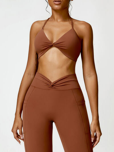 Taj Twisted Halter Neck Sports Bra (multiple color options)