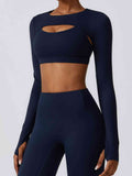 Daria Cropped Cutout Long Sleeve Sports Top (multiple color options)