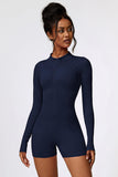 Zendaya Half Zip Long Sleeve Spandex Romper (multiple color options)