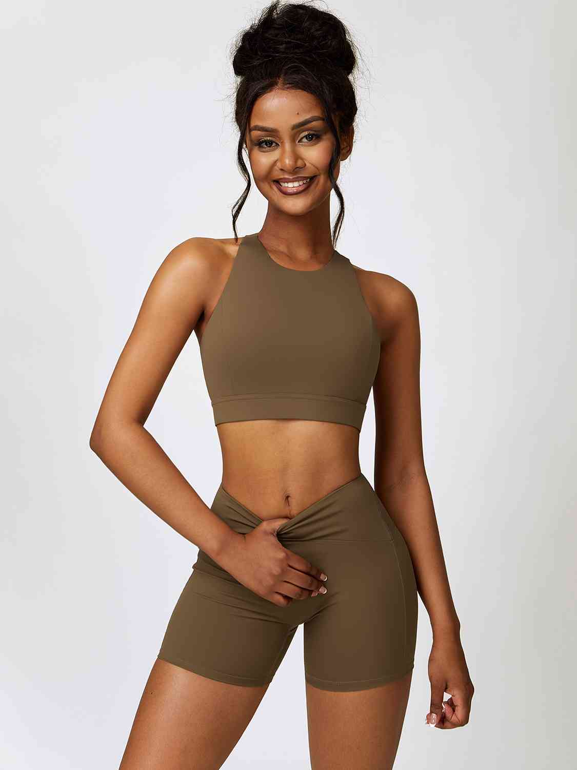 Amara Cutout Cropped Sport Tank and Shorts Set (multiple color options)