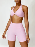 Norma Twisted Halter Neck Bra and Shorts Active Set (multiple color options)