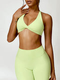 Yvonia Twisted Halter Neck Sports Bra ( multiple color options)