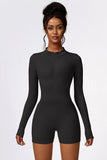 Zendaya Half Zip Long Sleeve Spandex Romper (multiple color options)