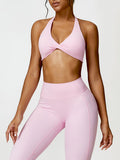 Yvonia Twisted Halter Neck Sports Bra ( multiple color options)